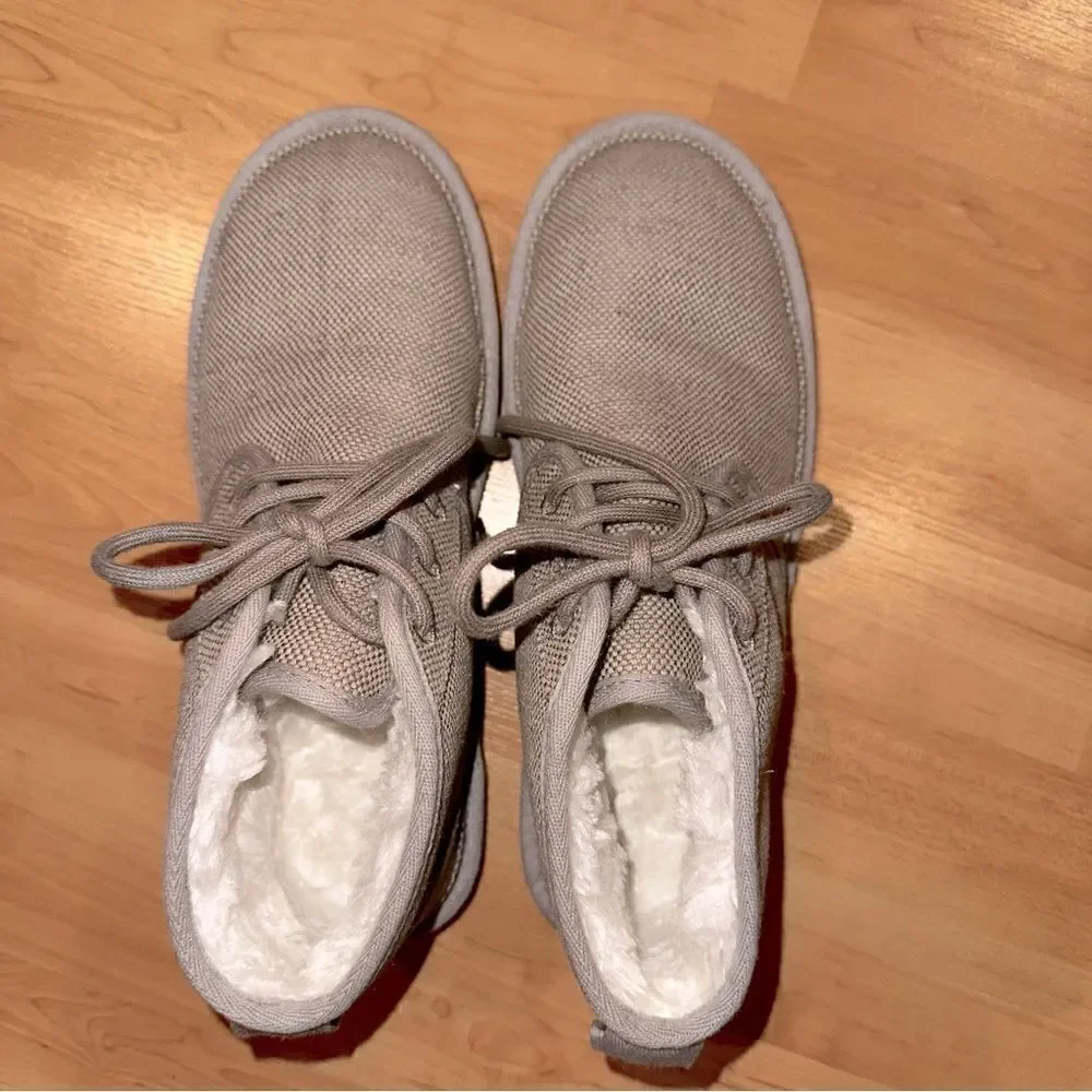UGG M7 NEUMEL Tencel Fuzzy Gray Ankle Booties